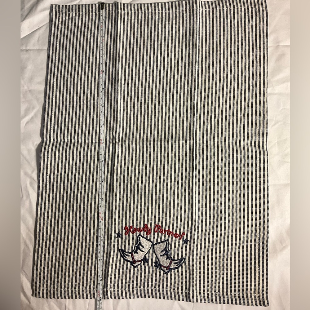 18 Navy & White Striped Napkins/ Kitchen Towels/Party Embroidered "Howdy Partner - Picture 3 of 4
